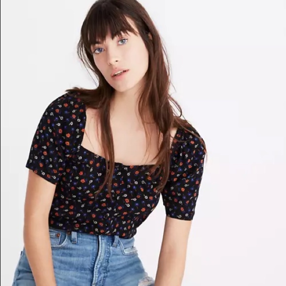 Madewell Squareneck Floral Top - small